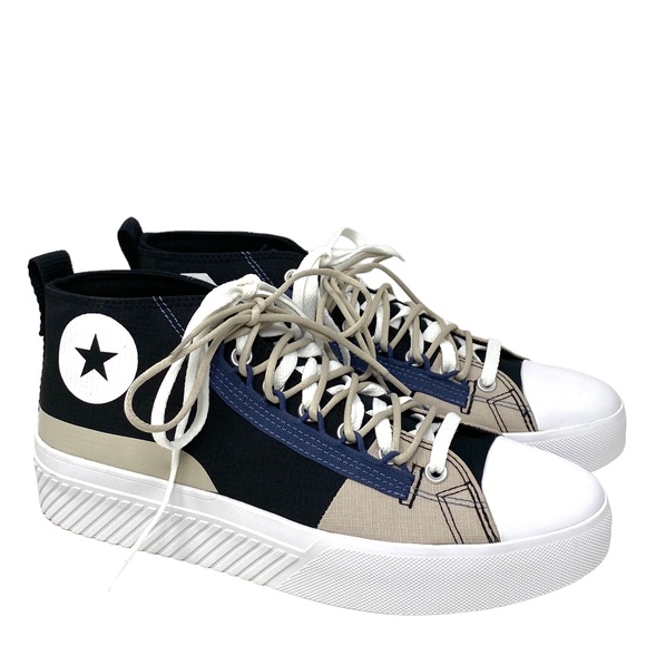 Converse UNT1TL3D CS Laced Mid Top Beige Black Men Canvas Sneakers Size 171395C - Picture 2 of 9